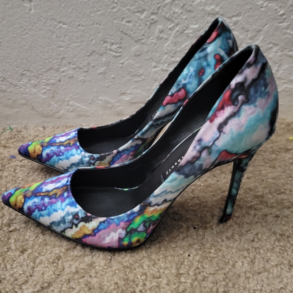 Theyskens' Theory Edna Watercolor Satin Pointy Toe 36½